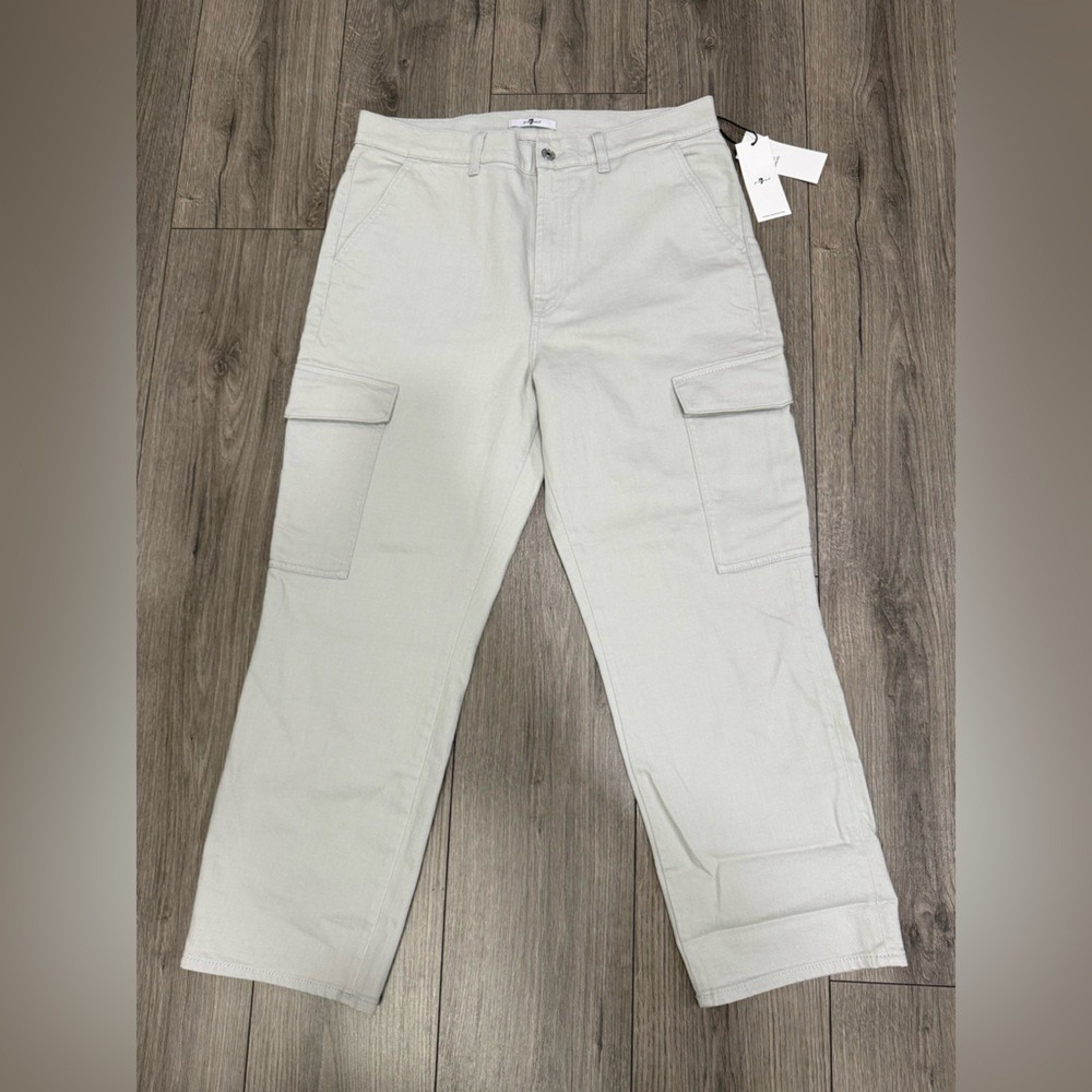 7 For All Mankind Cargo Logan In Bull Denim Pale Grey NWT SZ 32